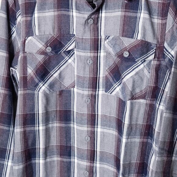 Burnside Men's Flannel Shirt Gray Blue Plaid Size S Normcore - Picture 4 of 6